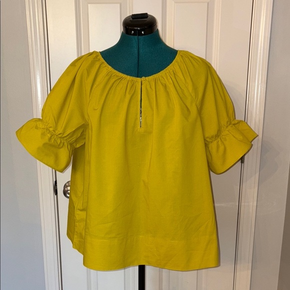 Summer Sale: Ann Taylor Green/Chartreuse Boxy Flutter Sleeve Top - Picture 1 of 7